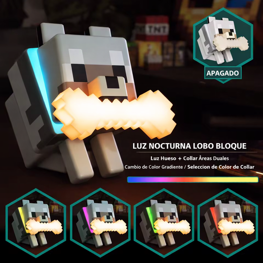 Lámpara de Mascota Lobo RGB