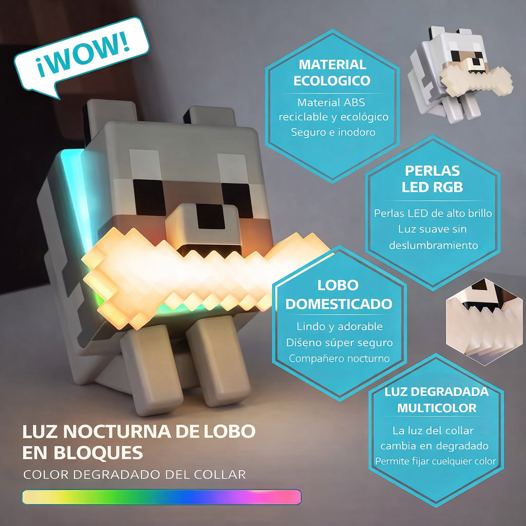 Lámpara de Mascota Lobo RGB