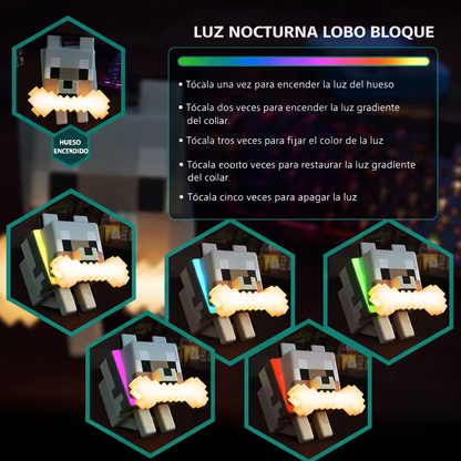 Lámpara de Mascota Lobo RGB